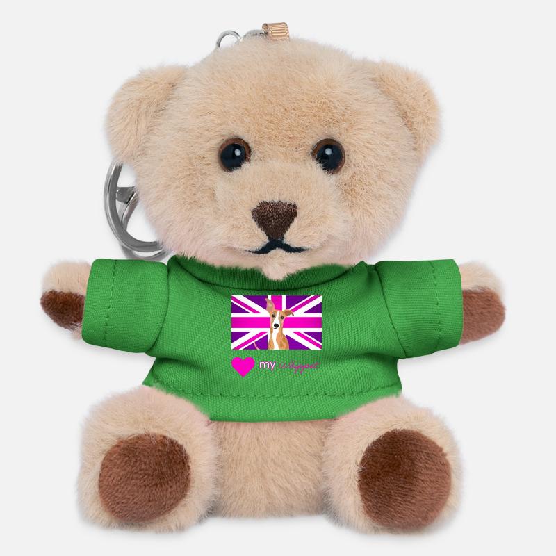 PURPLEWHIPPET (Pink text, Vibrant) - Teddy Keyring - green