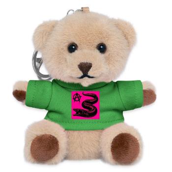 Anarchischer schwarzer Aal auf Neonpink - Teddy Schlüsselanhänger - Grün - Vorne
