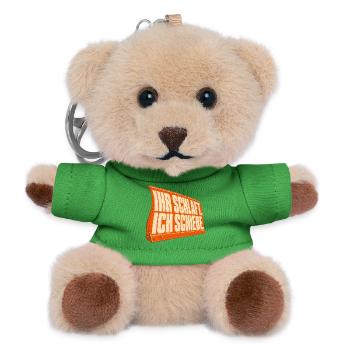 Ihr schlaft - Ich schiebe - Teddy Schlüsselanhänger - Grün - Vorne
