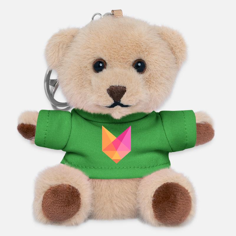 Colorful Geometric Fox Abstract Design - Teddy Keyring - green