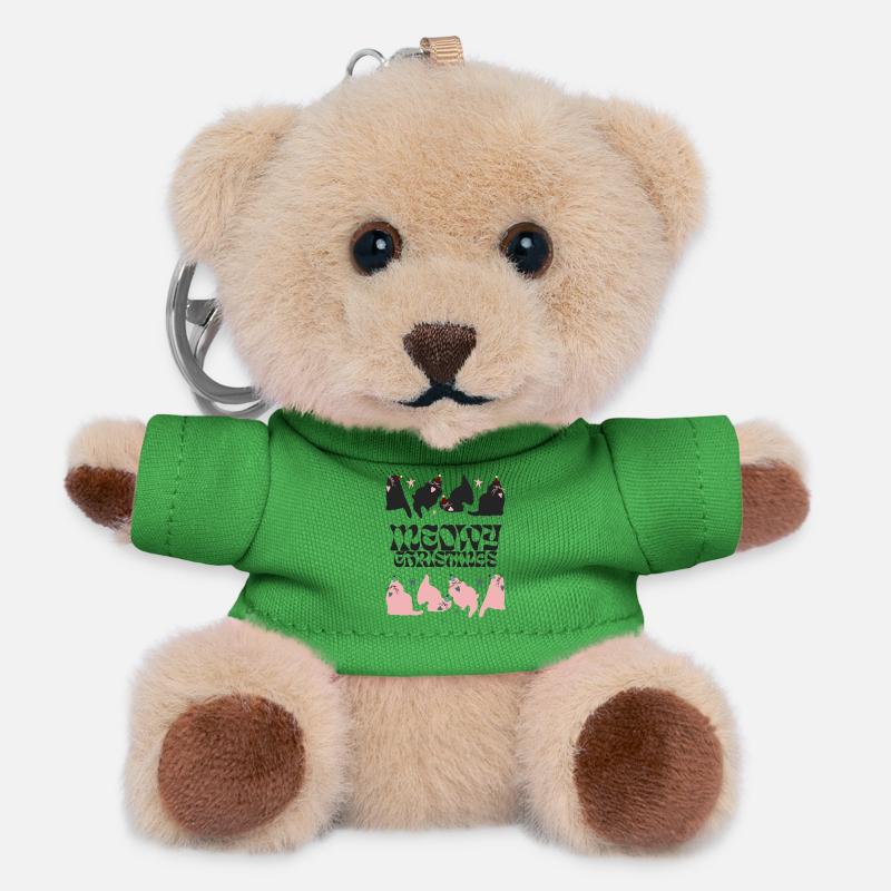 MEOWY CHRISTMAS - Teddy Keyring - green