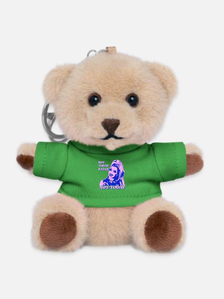 Not Today Satan Pop Art - Teddy Keyring - green