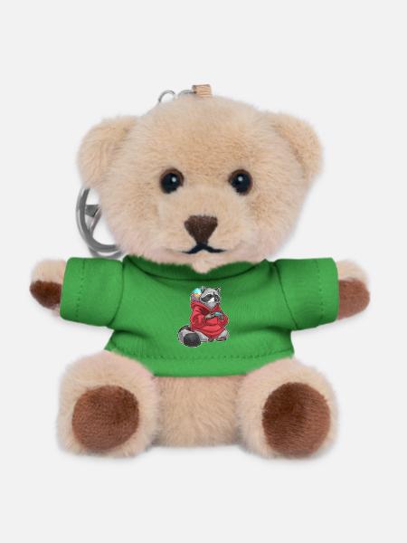 Waschbär Ostern Gamer - Teddy Schlüsselanhänger - Grün