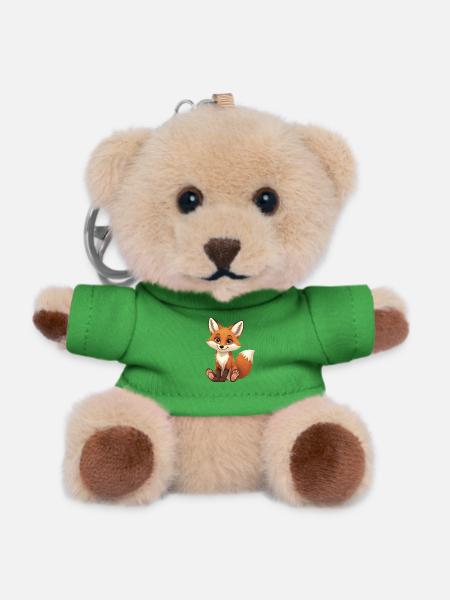 Kuschelfuchs Cartoon – Niedlicher Waldfreund - Teddy Schlüsselanhänger - Grün