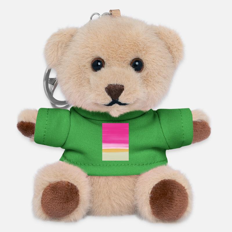 Line study pink yellow - Teddy Keyring - green