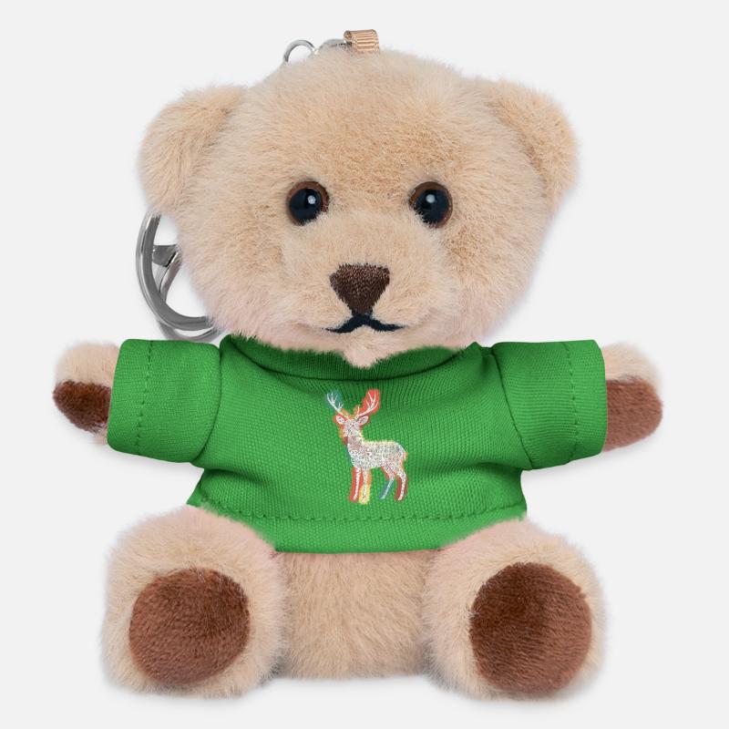 Zentangle Roebuck - Teddy Keyring - green