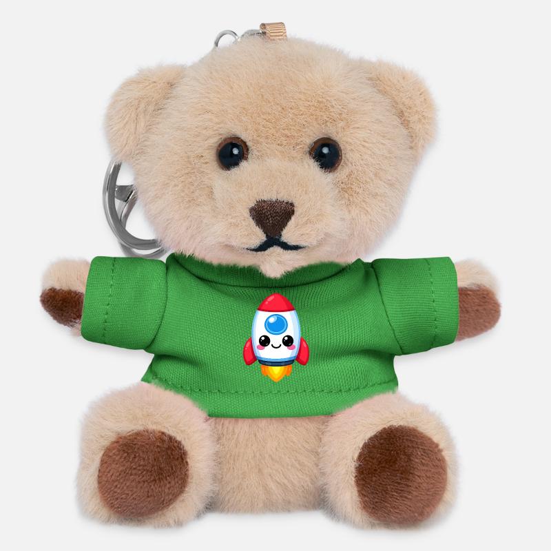 Kawaii style Rocket Charm - Teddy Keyring - green