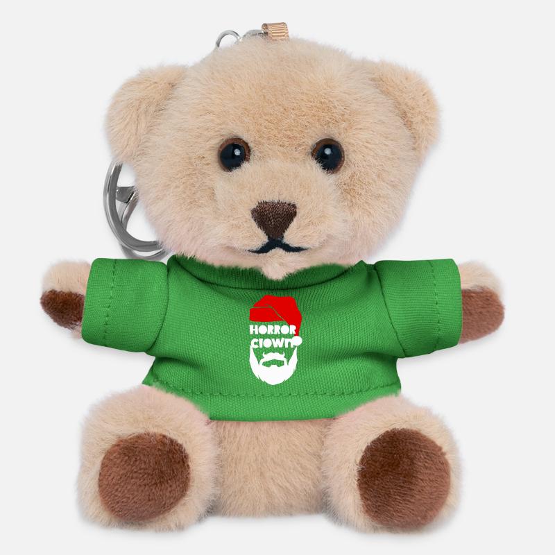 Horror Clown Santa - Teddy Keyring - green