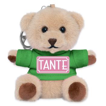 Geschenke für Tante - SCHILD - Teddy Schlüsselanhänger - Grün - Vorne