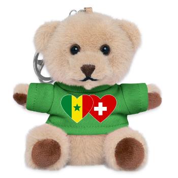 Senegal Schweiz Flagge Herz - Teddy Schlüsselanhänger - Grün - Vorne