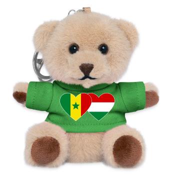 Senegal Hungary Flag Hands Heart Shape - Teddy Keyring - green - Front