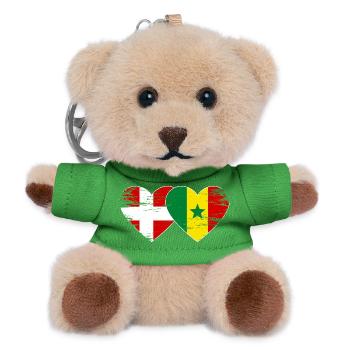 Danemark Sénégal drapeau en forme de cœur utilisé - Porte-clés ourson - vert - Devant
