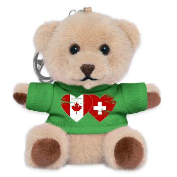 Kanada Schweiz Flagge Herz used - Teddy Schlüsselanhänger - Grün - Vorne