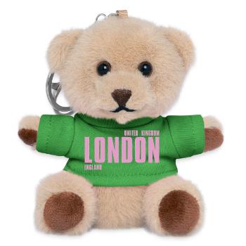 London Pink Bold Typography - Teddy Keyring - green - Front