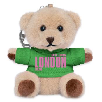 Pinkes Londoner Wortzeichen - Teddy Schlüsselanhänger - Grün - Vorne