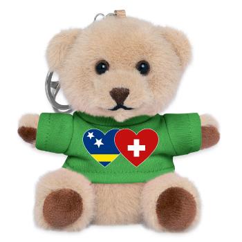 Curacao_Schweiz_Flagge_Herz - Teddy Keyring - green - Front