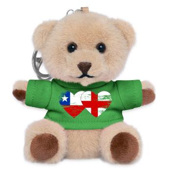 Chile England flag heart - Teddy Keyring - green - Front