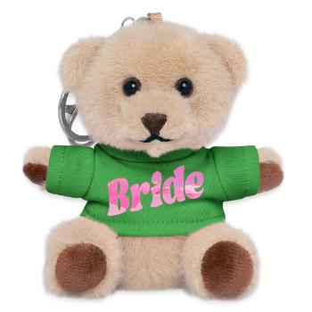Bride Wedding - Teddy Keyring - green - Front
