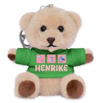 Geschenk für Henrike - Teddy Schlüsselanhänger - Grün - Vorne