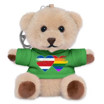 Costa Rica Regenbogen Flagge Herz used - Teddy Schlüsselanhänger - Grün - Vorne