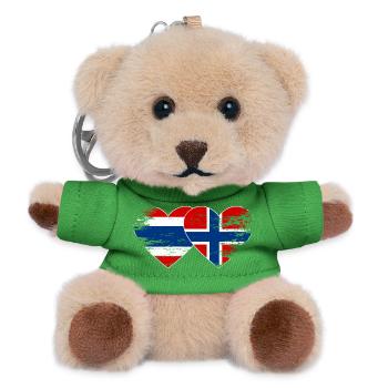 Thailand Norwegen Flagge Herzform used look - Teddy Schlüsselanhänger - Grün - Vorne