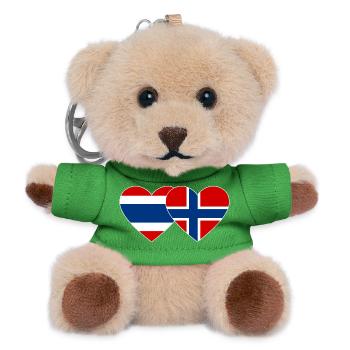 Thailand Norwegen Flagge Herzform - Teddy Schlüsselanhänger - Grün - Vorne