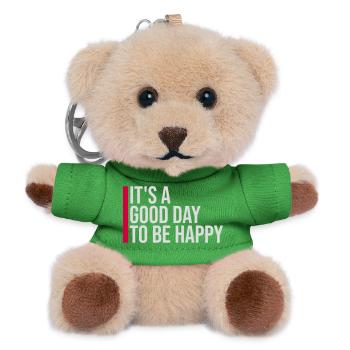 Good Day Be Happy Positive Motivation Happiness Saying - Teddy Keyring - green - Front