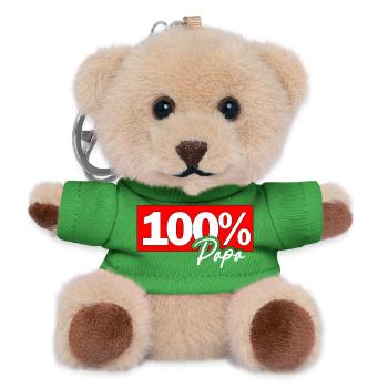 100% Papa Typo Grafik - Teddy Schlüsselanhänger - Grün - Vorne