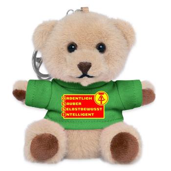 Ossi Eigenschaften für stolze Ostdeutsche - Teddy Schlüsselanhänger - Grün - Vorne