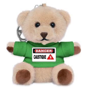 Panneau Danger Caustique - Porte-clés ourson - vert - Devant