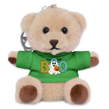 Boo - Süßer Geist Halloween Design Motiv - Teddy Schlüsselanhänger - Grün - Vorne