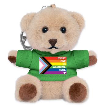 Progress Pride Flag – Everyone Is Welcome Here  - Teddy Schlüsselanhänger - Grün - Vorne