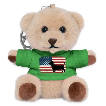 Basset Hound US Flag - Patriotic Dog Mom Dad - Teddy Keyring - green - Front