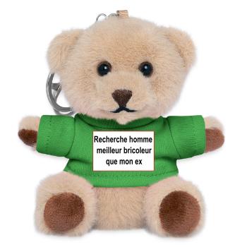 cherche homme - Porte-clés ourson - vert - Devant