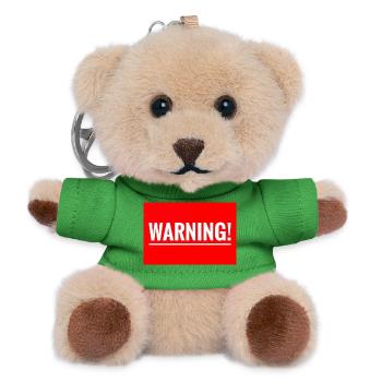 Warning Flexible Embroidery Design - Teddy Keyring - green - Front
