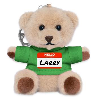 Bonjour, je m’appelle Larry Red Label avec le prénom - Porte-clés ourson - vert - Devant