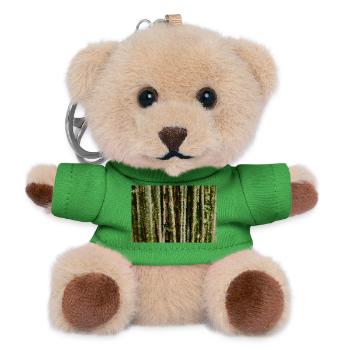 Birch Forest Pixel Stripes - Teddy Keyring - green - Front