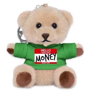 HALLO, ICH BRAUCHE NUR GELD - Teddy Schlüsselanhänger - Grün - Vorne