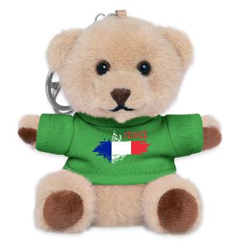 Pinceau à drapeau français - Porte-clés ourson - vert - Devant