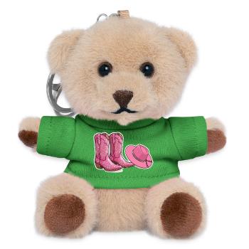 Pink Glitzerstiefel und Hut - Teddy Schlüsselanhänger - Grün - Vorne