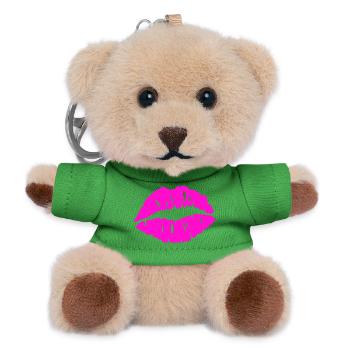 Lippenkuss Neonrosa - Teddy Schlüsselanhänger - Grün - Vorne