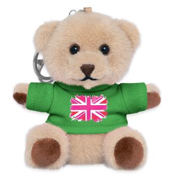 Pink Union Jack - Teddy Keyring - green - Front