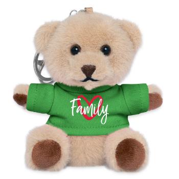Cœur de famille - Porte-clés ourson - vert - Devant