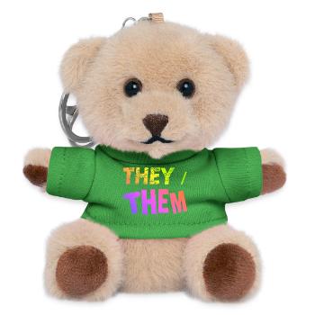 they / them gift idea LGBTQ+ nonbinary pronouns - Teddy Keyring - green - Front