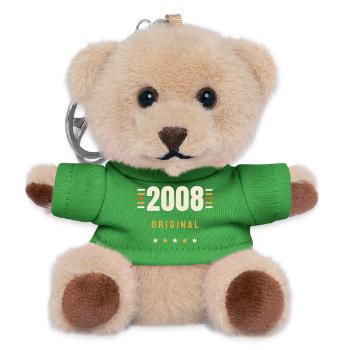2008 Original Jahrgang Retro 18. Geburtstag Gesche - Teddy Schlüsselanhänger - Grün - Vorne