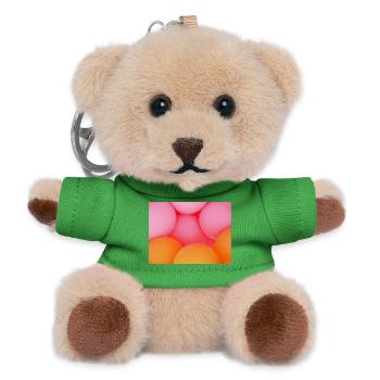Brightly coloured balloons in orange pastel colours - Teddy Keyring - green - Front