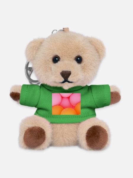 Brightly coloured balloons in orange pastel colours - Teddy Keyring - green