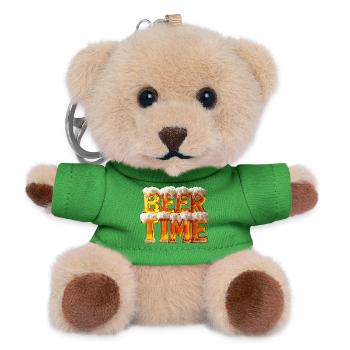 Beer Time – 3D Beer Glass Letters with Foam - Teddy Keyring - green - Front