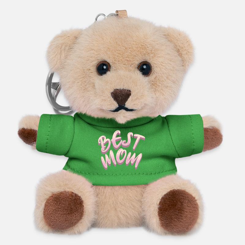 Best Mom Pink Lettering - Teddy Keyring - green