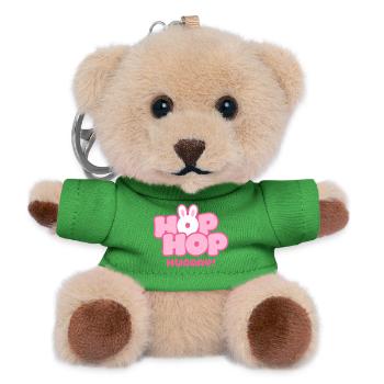 Hop Hop Hurray | Cute Bunny Saying Motif - Teddy Keyring - green - Front